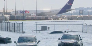 Flooded cars in Fort Lauderdale and Hollywood, South Florida